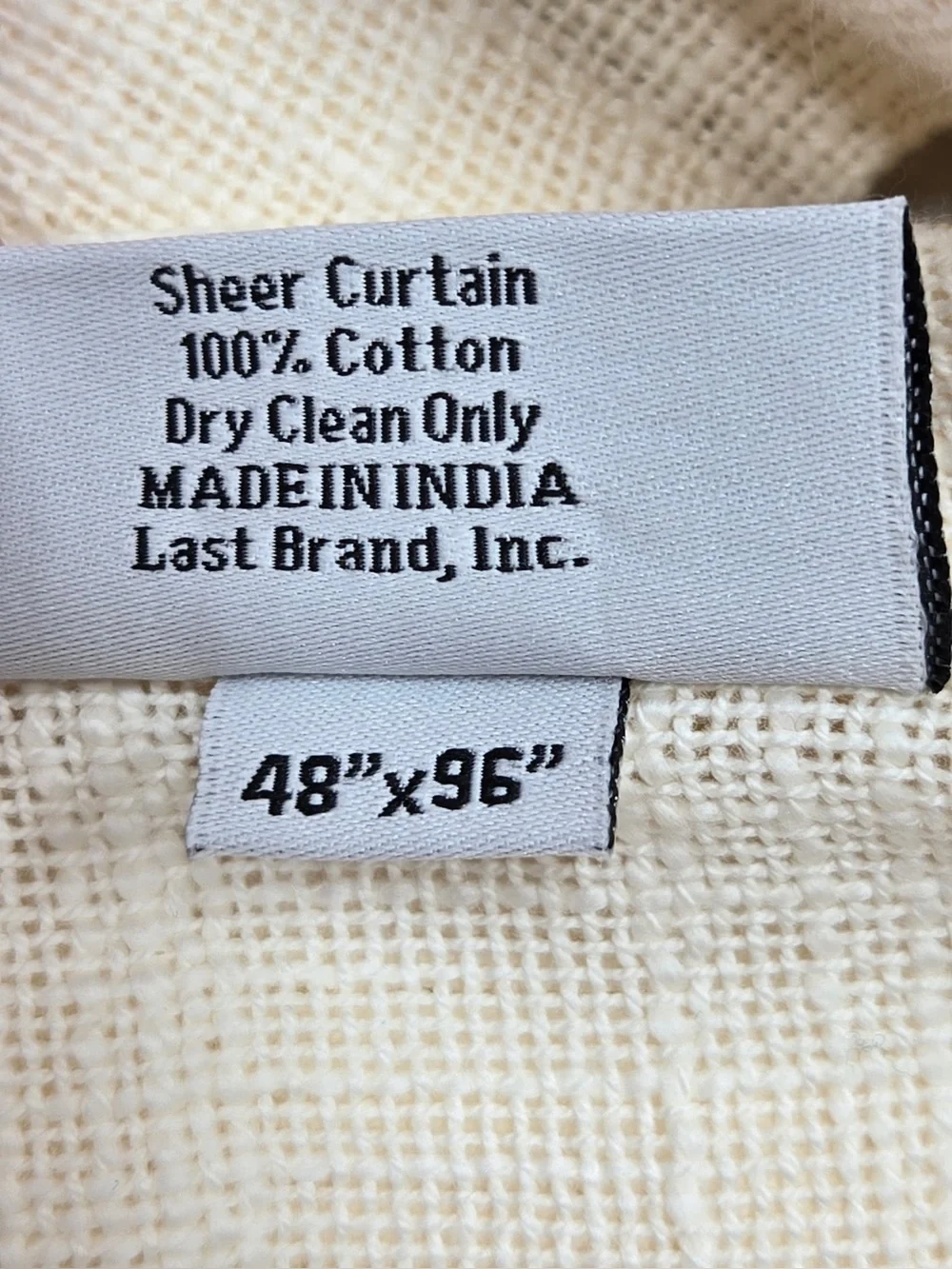 QUINCE Set Of 2 48x96 Cotton Sheer Curtains Ivory 0744